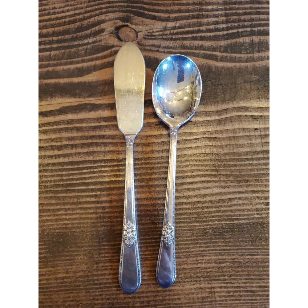 1847 Rogers Bros I.S.  ADORATION Silverware  (Master Butter Knife & Sugar Spoon)